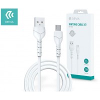 USB kabelis Devia Kintone microUSB 1.0m white 5V 2.1A 